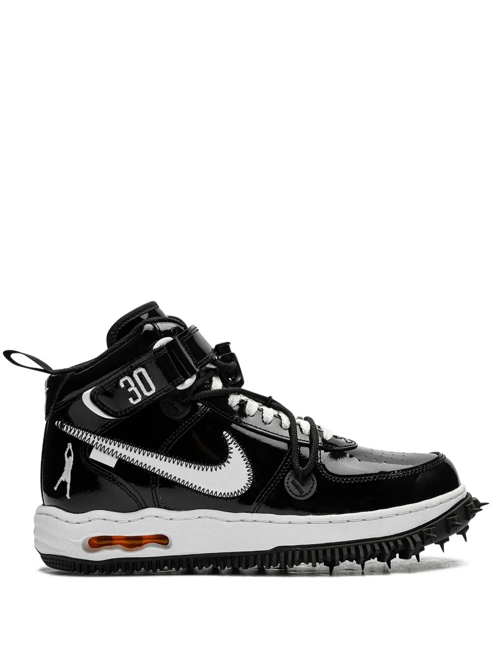 Off-White x Nike Air Force 1 Black and White mid-Top Sneakers size 8 women’s